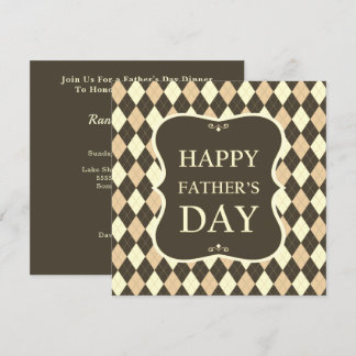 Invitation Bonne Fête des pères Brown Tan Jacquard Dîner