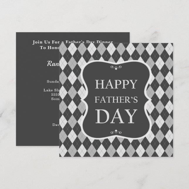 Invitation Bonne Fête des pères Grey Shades Jacquard Dîner so (Devant / Derrière)