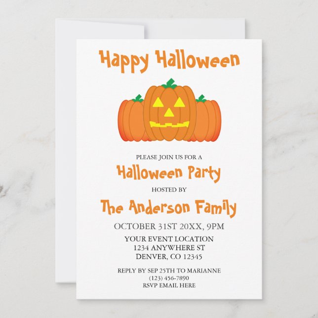 Invitation Bonne fête d'Halloween (Devant)