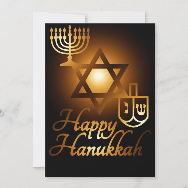Invitation Bonne Hanoukka star de David menorah dreidel (Devant)
