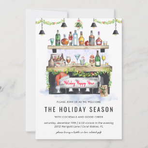 Invitation Bonne heure de vacances   Cocktail de Noël