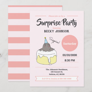 Invitation Bonne Mole Surprise Anniversaire Fête, Peach Pink