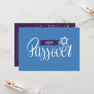 Invitation Bonne Pâque   Seder Pesach Solid Blue