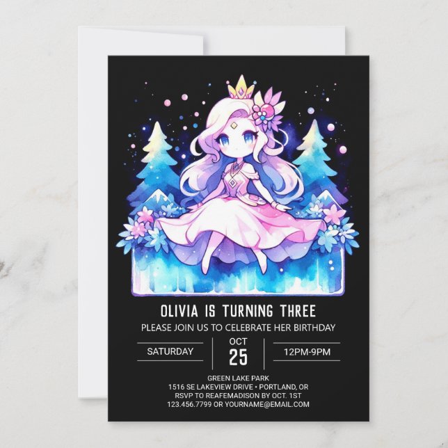 Invitation Bonne princesse élégante Anniversaire (Devant)