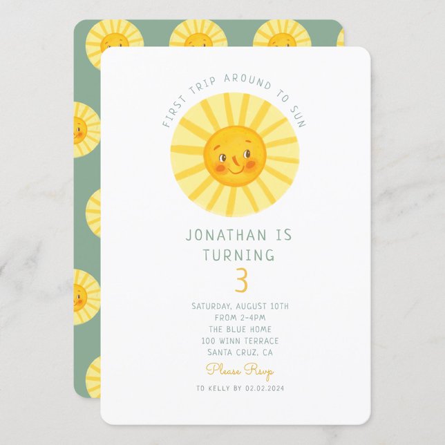 Invitation Bonne Sunshine Première Voyage Anniversaire Invita (Créateur téléchargé)