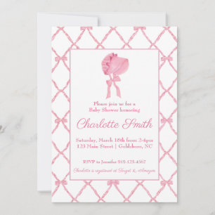 Invitation Bonnet d'invitation Baby shower de Trellis de Bow 