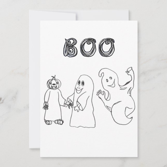 Invitation BOO 3 astuce fantôme mignon ou traiteurs (Devant)
