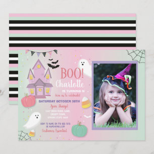 Invitation Boo Anniversaire de enfant Halloween Pink Mint Fun