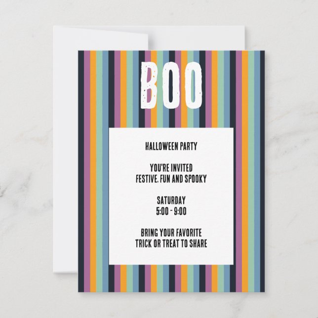 Invitation Boo ! Bandes verticales coupées Halloween (Devant)