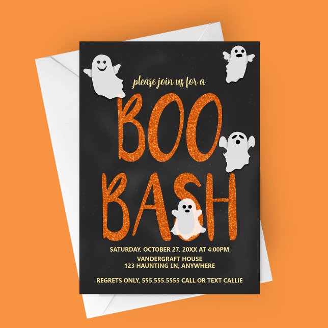 Invitation Boo Bash Halloween (Boo Bash | Cute Flying Ghosts | Halloween Party Invitation)