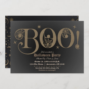 Invitation BOO Brown Rustique Élégante fête costumée Hallowee