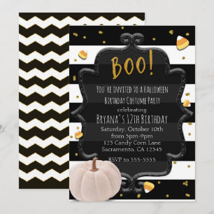 Invitation BOO ! Citrouille blanche et maïs de Halloween Part