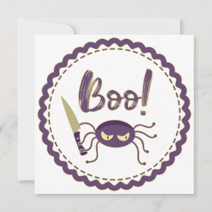 Invitation Boo drôle Halloween personnage d'araignée main