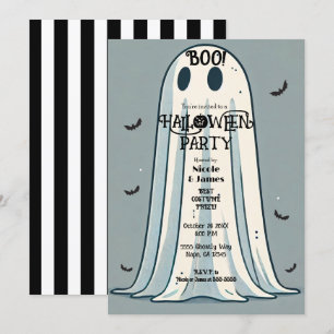 Invitation BOO ! Feuille Fantôme Vert Vintage Halloween