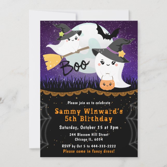Invitation Boo Halloween Fantômes fête d'anniversaire (Devant)