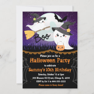 Invitation Boo Halloween Fantômes fête d'anniversaire