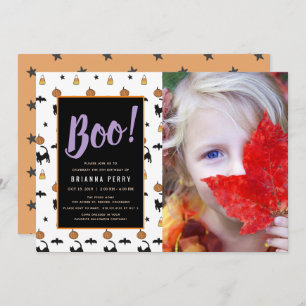 Invitation Boo ! Halloween Motif mignon photo blanche Anniver