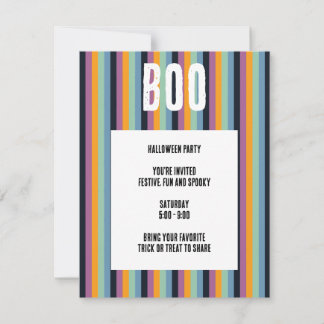 Invitation Boo! Halloween rayures verticales silencieuses