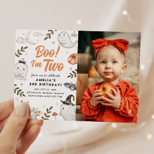 Invitation Boo ! Je suis deux Halloween Anniversaire Photo In