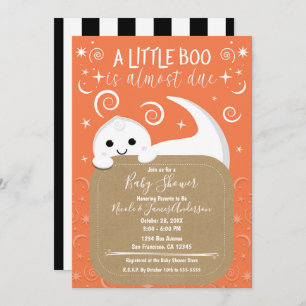 Invitation BOO Peeking Ghost Orange Halloween Baby shower