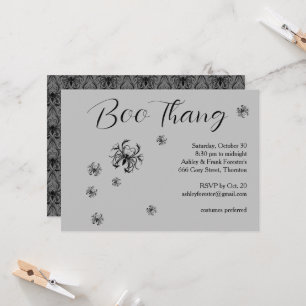 Invitation Boo Thang Déplaisante Araignées Gris Halloween Par