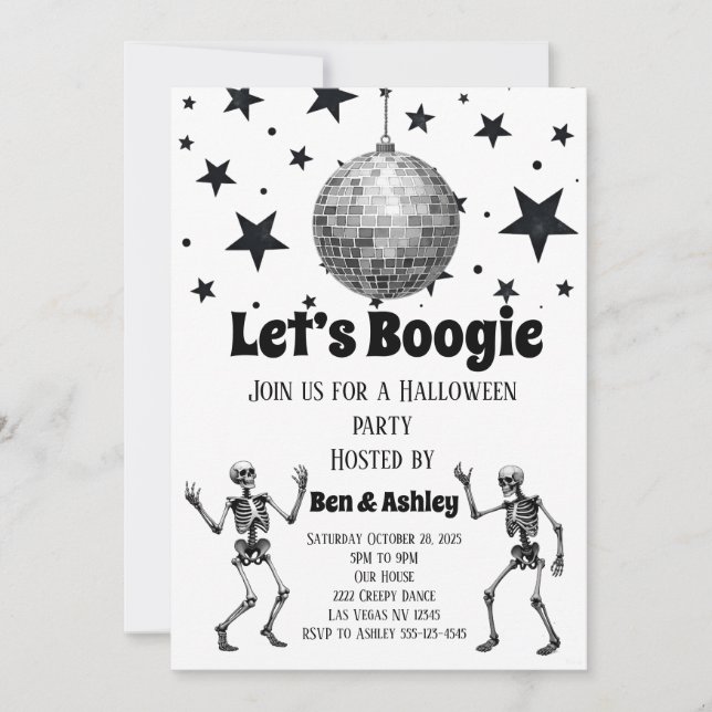 Invitation Boogie Dance Disco Ball Halloween Party (Devant)