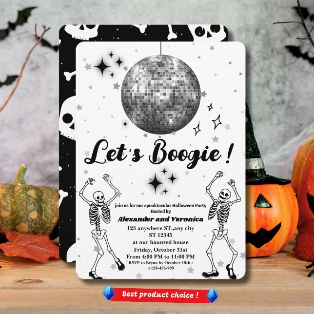 Invitation Boogie ! Skeletons de boules Disco Fête d'Hallowee (Créateur téléchargé)