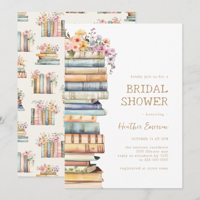 Invitation Book Themed Bridal Shower (Devant / Derrière)