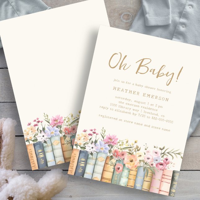 Invitation Books Oh Baby (Floral Books Oh Baby Bridal Shower Invitation by Painted Paperie
)