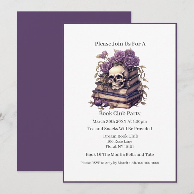 Invitation Bookworm professionnel, Book Club (Devant / Derrière)