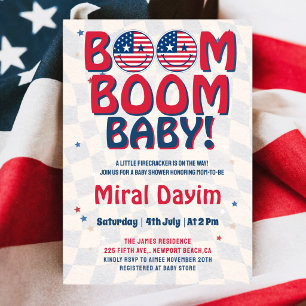 Invitation Boom Boom Bébé Fête du 4 juillet  Baby Shower