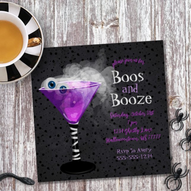 Invitation Boos and Booze Adult Halloween Cocktail Party (Créateur téléchargé)