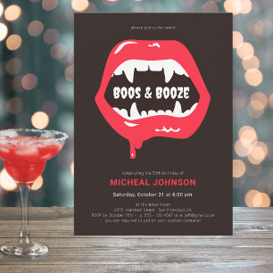 Invitation Boos & Booze Amusement Halloween 50e fête d'annive
