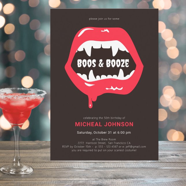 Invitation Boos & Booze Amusement Halloween 50e fête d'annive (Mockup View)
