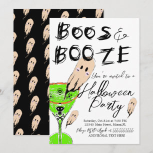 Invitation Boos et Boissons Halloween Boisson Fantôme Vintage