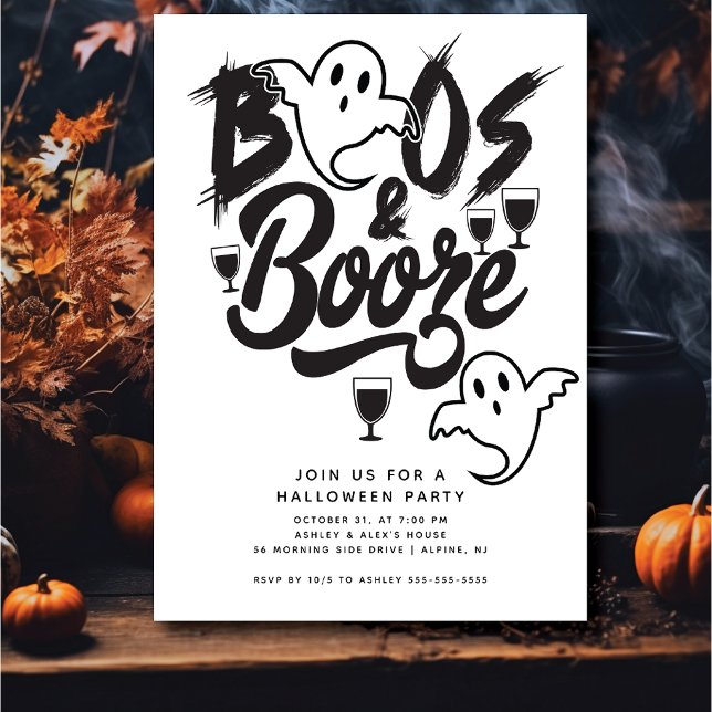 Invitation Boos et Booze Adult Halloween Party (Créateur téléchargé)