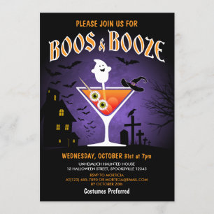 Invitation Boos et Booze Adult Halloween Party