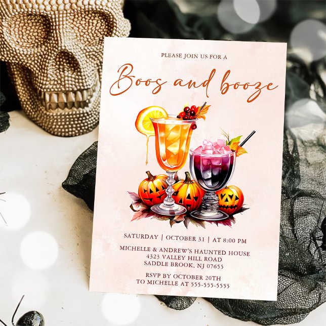 Invitation Boos Et Booze Halloween (Créateur téléchargé)