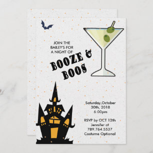 Invitation Boos et Booze Halloween Élégant