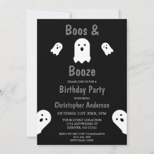 Invitation Boos et Booze Halloween fête d'anniversaire