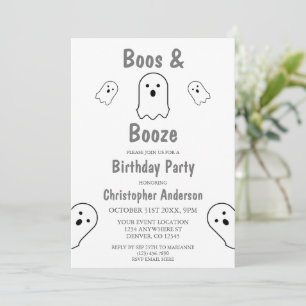 Invitation Boos et Booze Halloween fête d'anniversaire