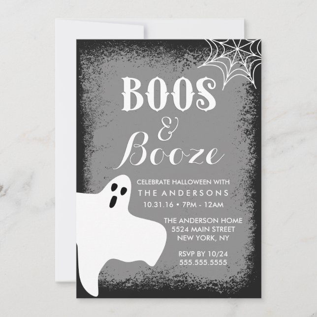 Invitation Boos et Booze Halloween Party (Devant)