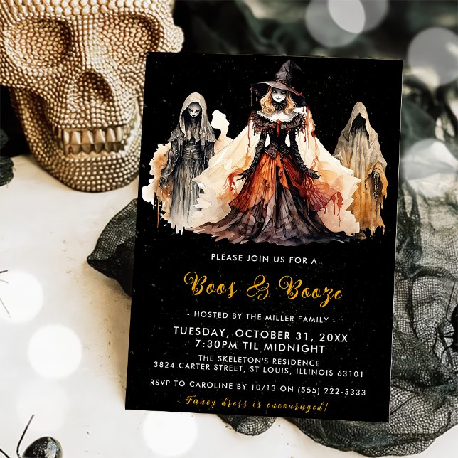Invitation Boos Et Booze Parti D'Halloween (Créateur téléchargé)
