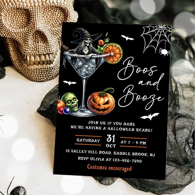 Invitation Boos Et Booze Parti D'Halloween (Créateur téléchargé)