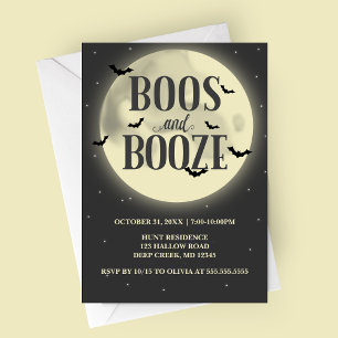 Invitation Boos et Booze Pleine lune Halloween Party