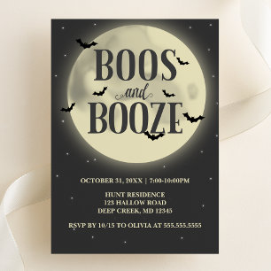 Invitation Boos et Booze Pleine lune Halloween Party