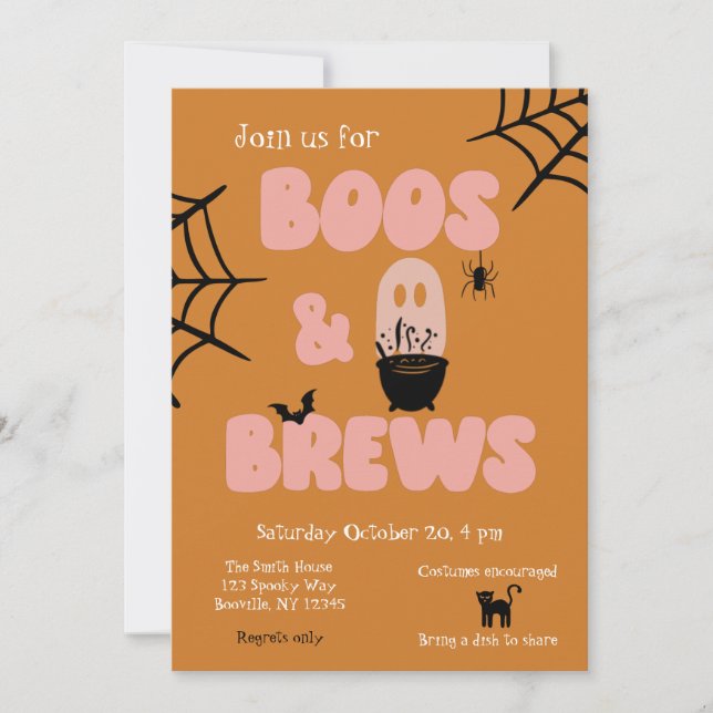 Invitation Boos et brasse de mignons Halloween orange (Devant)
