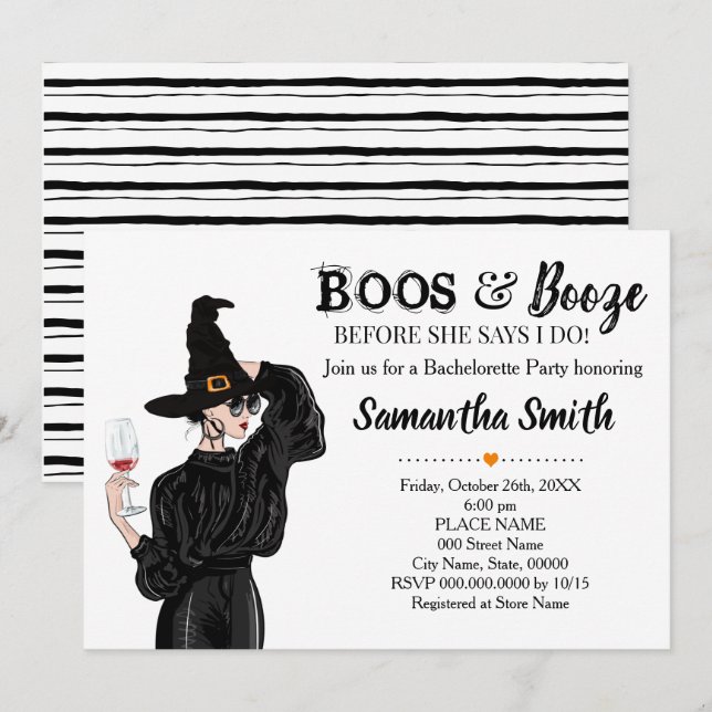 Invitation Boos et l'alcool avant de faire halloween douche n (Devant / Derrière)