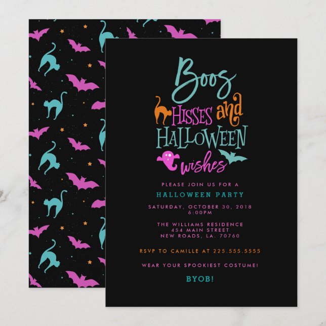 Invitation Boos Hisses et Halloween (Devant / Derrière)