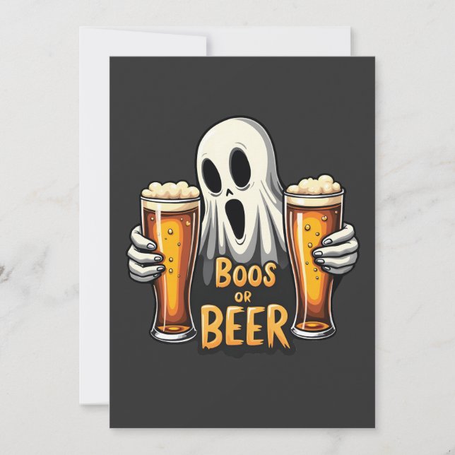 Invitation Boos Ou Bière Drôle Oktoberfest Halloween Ghost (Devant)